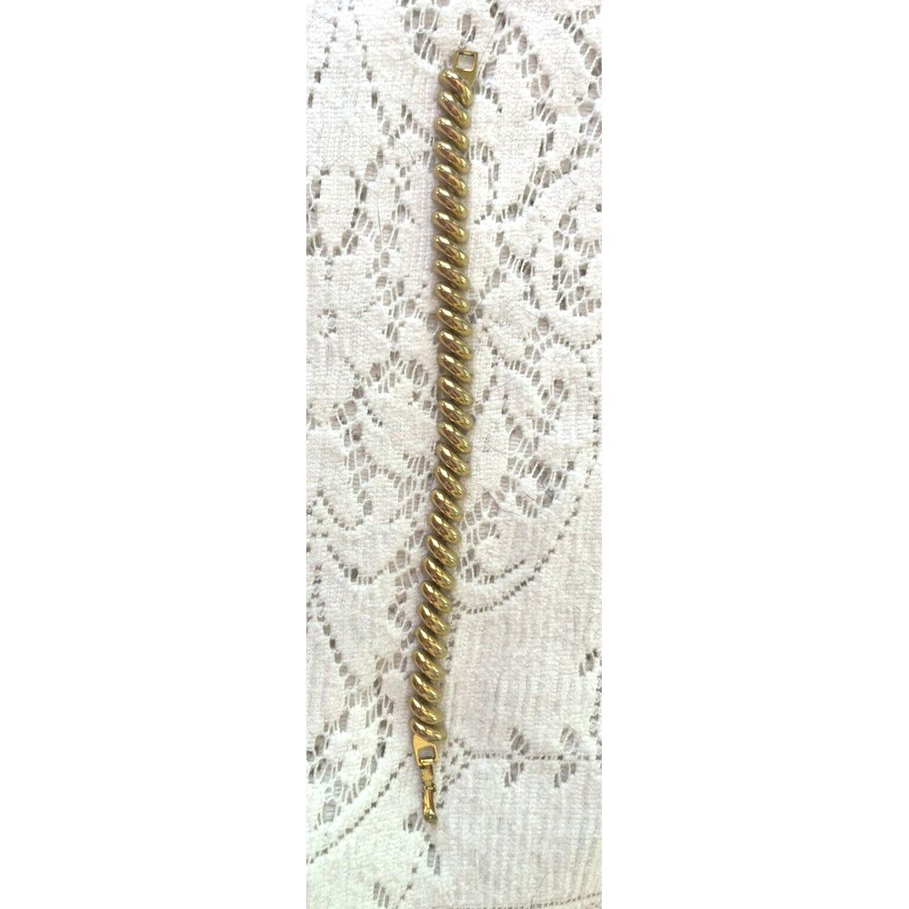 Vintage Gold Tone Chunky Fashion‎ Bracelet Snap Closure